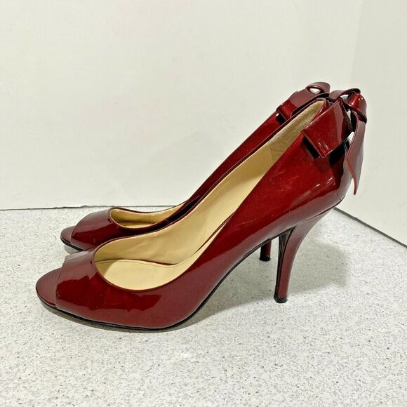 Enzo Angiolini Mistle high heel open peep toe pumps dressy stilettos red US 9M - Picture 5 of 10